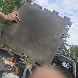 Rubber Flooring Inc. Black Interlocking Eco-Lock 1/4" Thick Black Rubber Tiles, 24" x 24", Lot of 100 +  NO End Pieces