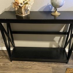 Wood laminate tv stand/sofa table.