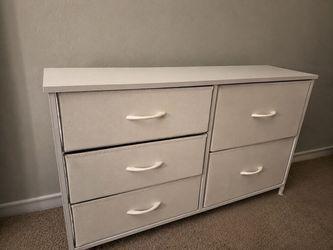 White 5-Drawer Fabric Storage Dresser