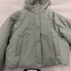 Gucci GG Mint Green Canvas hooded bomber jacket - BNWT