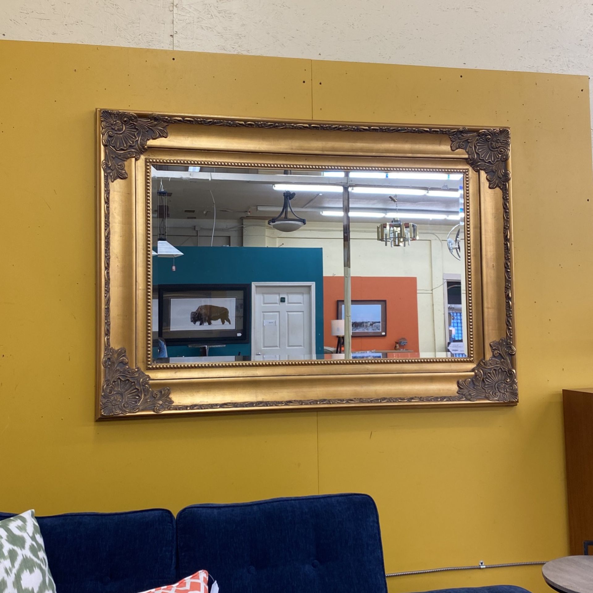 Large Gilded Beveled Mirror