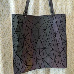 Gray/Purple Geometric Tote Bag