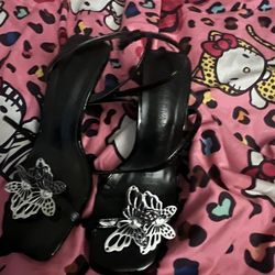 Black butterfly heels