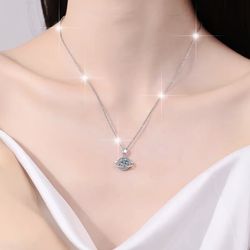 VVS Moissanite 925 Sterling Silver 1CT Diamond Pendant Necklace