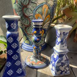 3 Spanish Candle Holders 