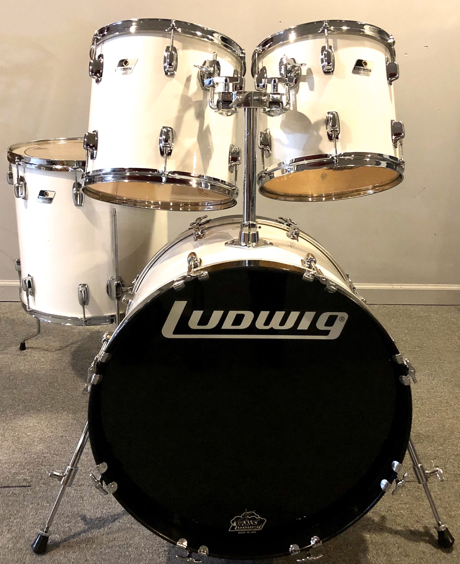 Vintage 1988 Ludwig “Rocker” Drum Set; 2 Rack Toms, Floor Tom & Bass ...