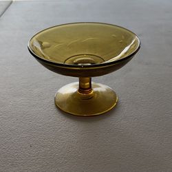 Vintage Amber Gold Glass Compote Dish!!