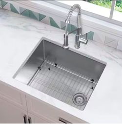 Glacier Bay Tight Radius Undermount Single Bowl 18 Gauge Stainless Steel Kitchen Sink with Accessories, 23"