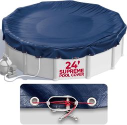 24ft Pool Cover Round for Above Ground Pools, Navy Blue NEW