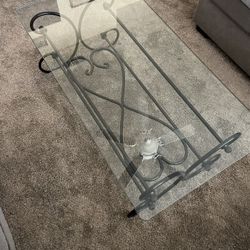 Glass Coffee Table With Powder Coated Metal Base