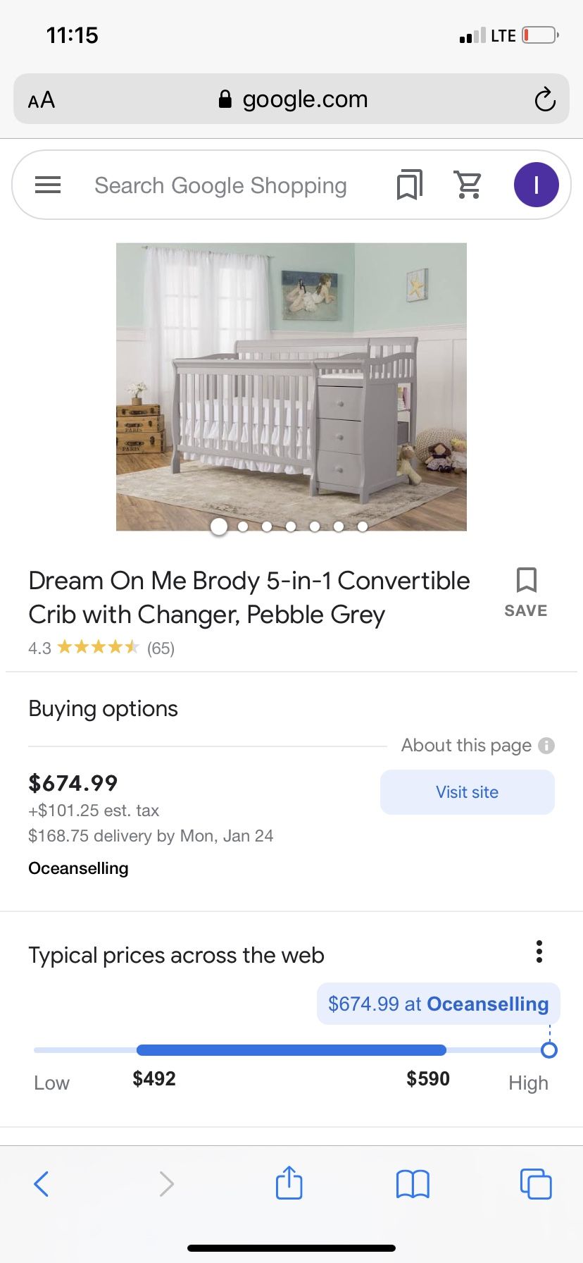 Kimball Kids Riley 5 In 1 ConverTible Crib brand new In box $200 Best Offer