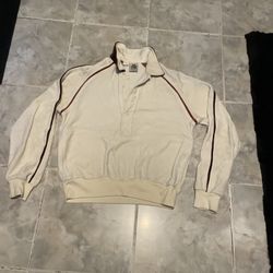 Vintage Kennington 70s Half Button up Fleece Khaki Sweater SZ Large