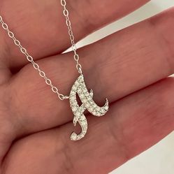 Brand New . Moissanite Initial A Necklace In Sterling Silver 925