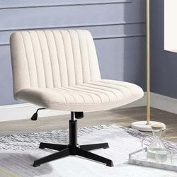 Armless Office Desk Chair No Wheels,Fabric Padded Modern Swivel Vanity Chair,Height Adjustable Home Office Chair  Fabric: The chair is made o