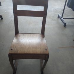 Metal Wooden Child's Chair Antique 