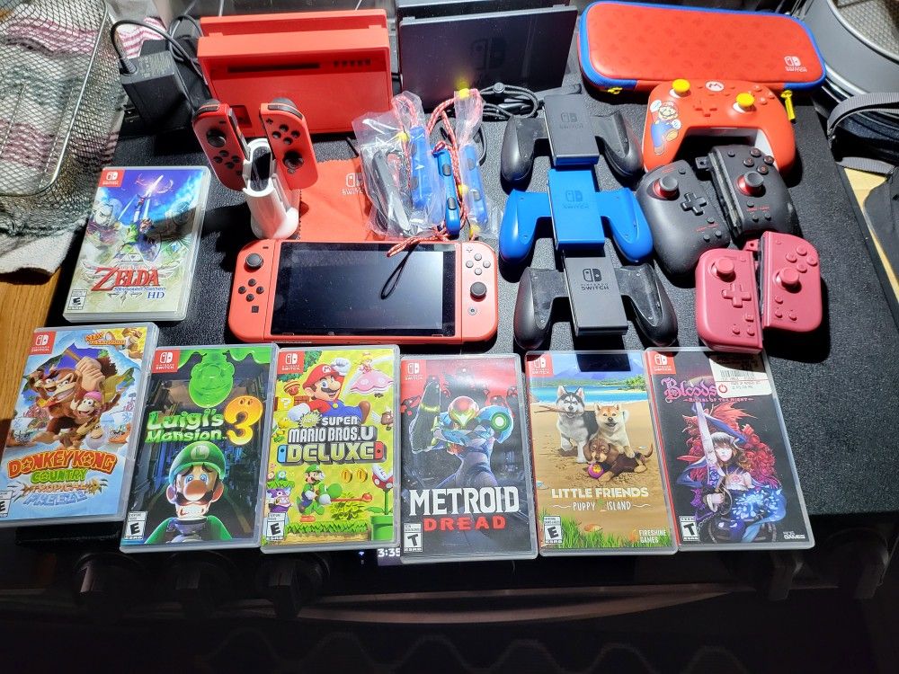 Mario Nintendo Switch With Games And Accessories