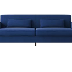 New Velvet Sofa With Gold Accents - Modern 3-Seat Couch With Plush Cushion