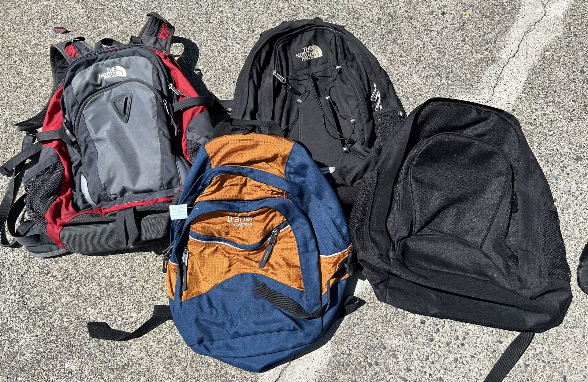 BACKPACKS - L to R: $15, $7, $10, $3