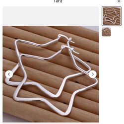 925 Sterling Silver Star Style Hoop Earrings 