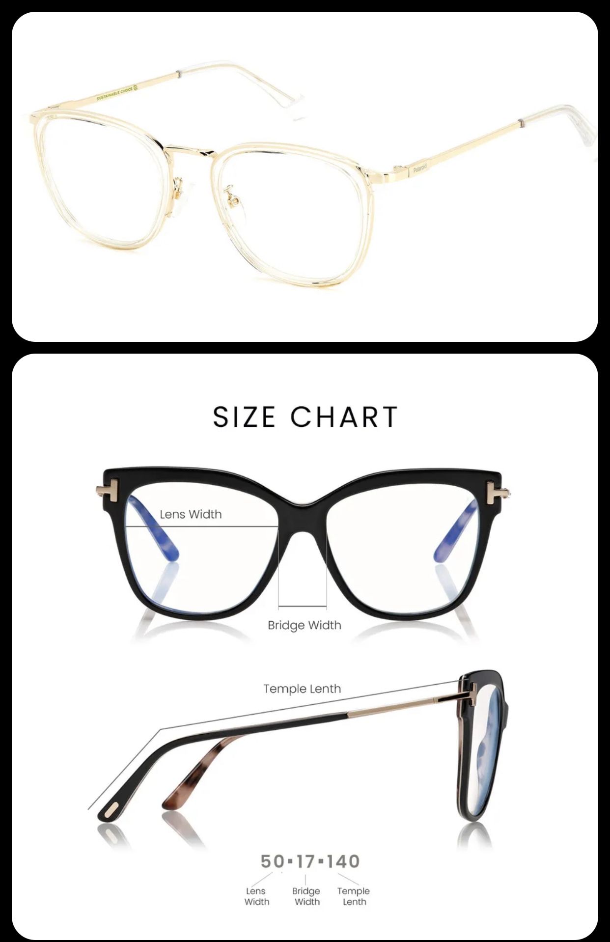 Polaroid PLD D461/G Eyeglasses Unisex Crystal Round 50mm New 100% Authentic
