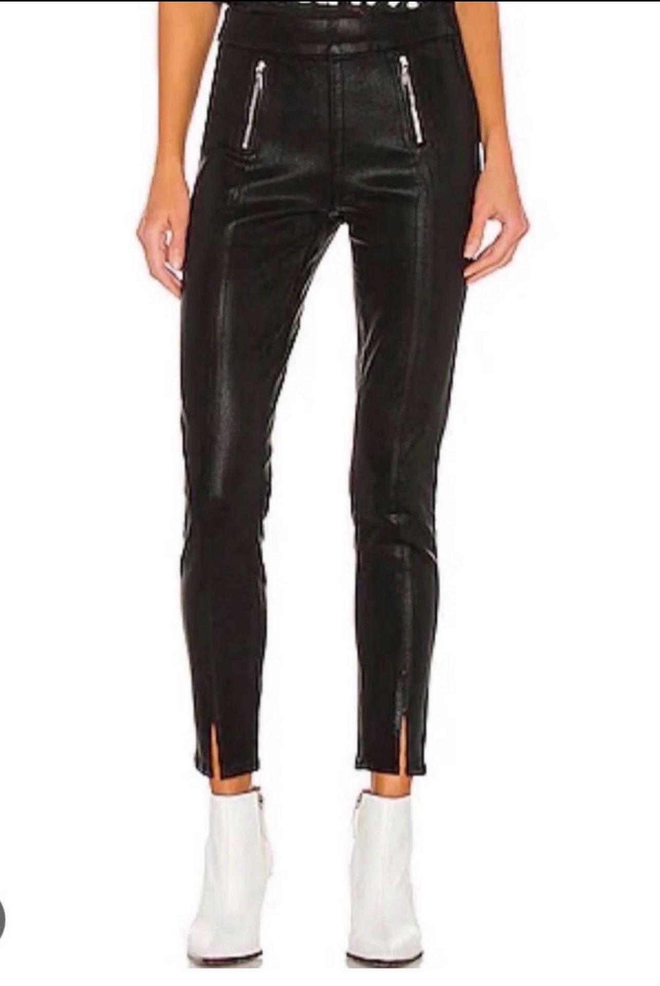 NWT Paige Jeans Talita Zip Ultra Skinny Black Fog Luxe Coating Sz 30