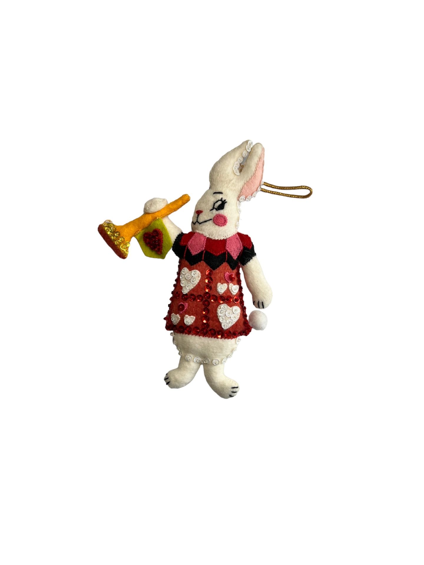 Vintage Disney Alice In Wonderland Fabric Cloth White Rabbit Ornament (READ)