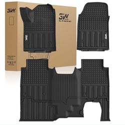 3W Floor Mats Fit For Chevrolet Silverad EV 2024-2025 (WT & RST)/GMC Sierra EV/Sierra EV Denali Accessories TPE All Weather Floor Liner, 1st And 2nd R