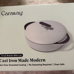 Caraway 3.5 Quart Cast Iron Braiser with Lid New In box 