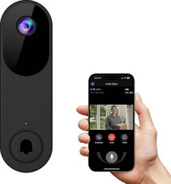 Smart Doorbell with Chime, Live Video, Night Vision, Two-Way Communication, 2.4ghz WiFi Battery Door Cameras Suitable for Apartments
