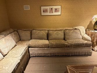 Large L shape classical style sofa with damask fabric