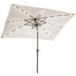 Outsunny 9' x 7' Tilt Umbrella with Solar Lights NO BASE - NEW