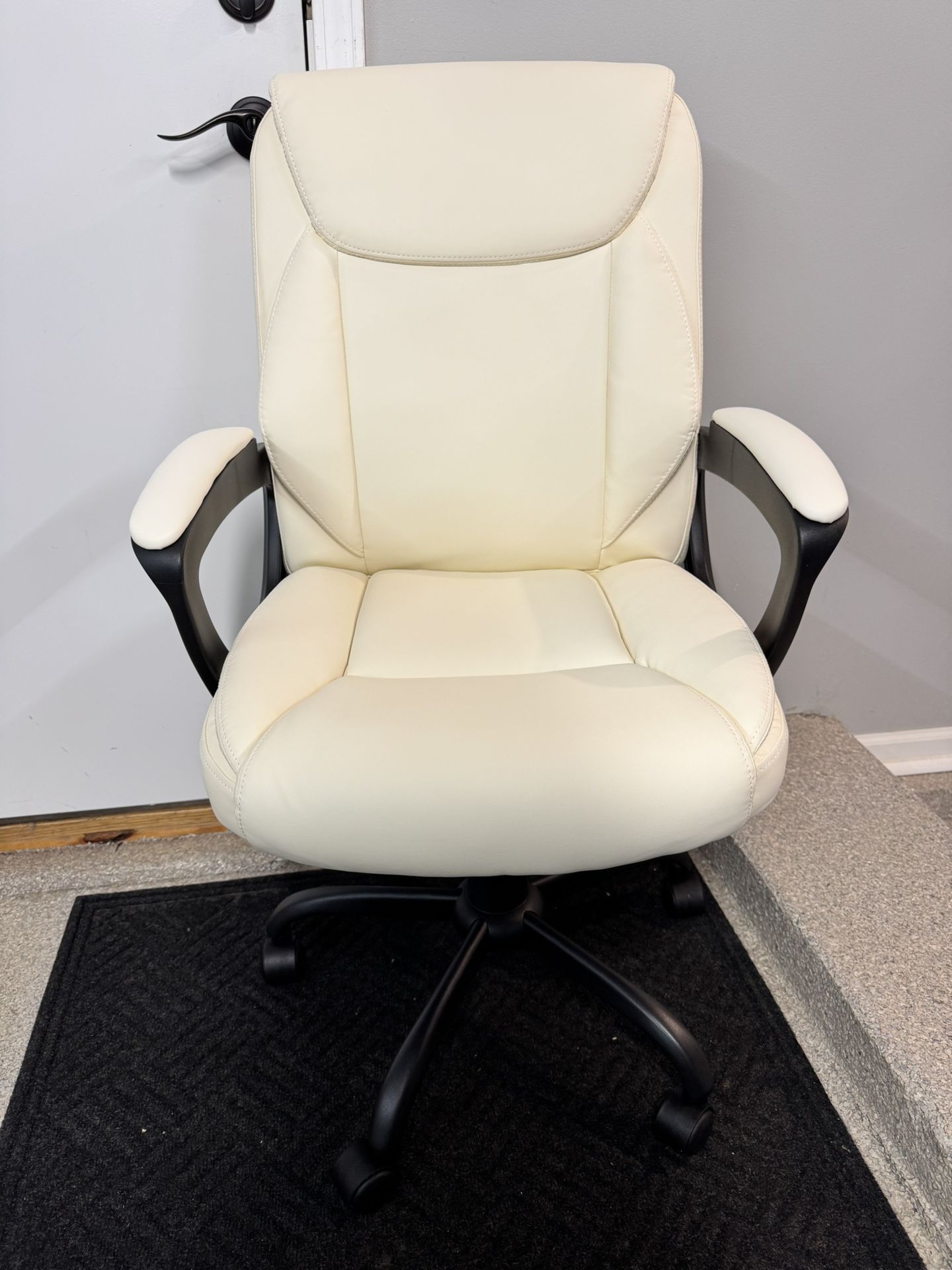 Brand New Beige Vegan Leather Tall Back Height Adjustable Reclining Executive Office Chair