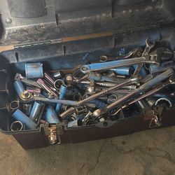 Socket wrenches, crescent wrenches, different size sockets