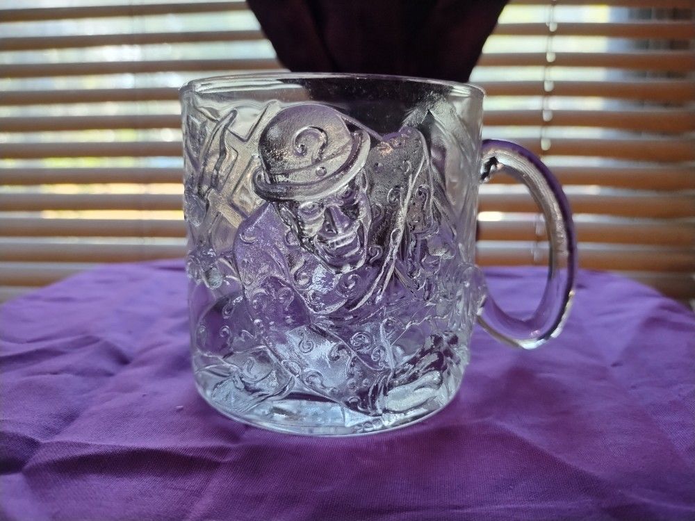 Vintage 1995 McDonald's Batman Forever Glass Mug DC Comics Batman Riddler 3.25