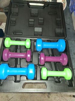 Vinyl Dumbbell Set with Carrying Case