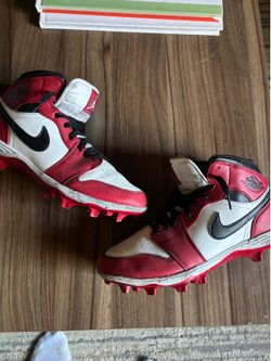Nike Air Jordan 1 Mid TD Football Cleats Chicago White Red Black Shoe Size 12 Mens