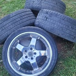 Set Of 18 Inch Custom  Rims With Tires Asking 300 O.b.o 