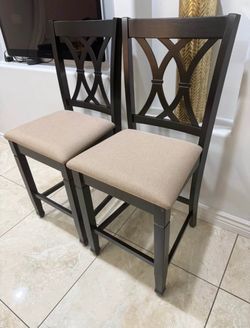 43” Sand Brown & Espresso Bar Stools – Set of 2 – New