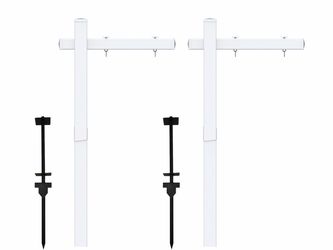 Qikdesign Vinyl PVC Real Estate Sign Post 6' Tall (Connected Type), White Realtor Yard Sign Post With Flat Cap For Open House, 36" Arm Holds Up To 24"