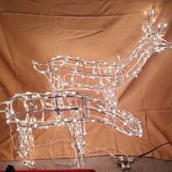 Lot # 20 Pair of 30" 3 Dimensional Lighted Deer Standing and Grazing Doe! 