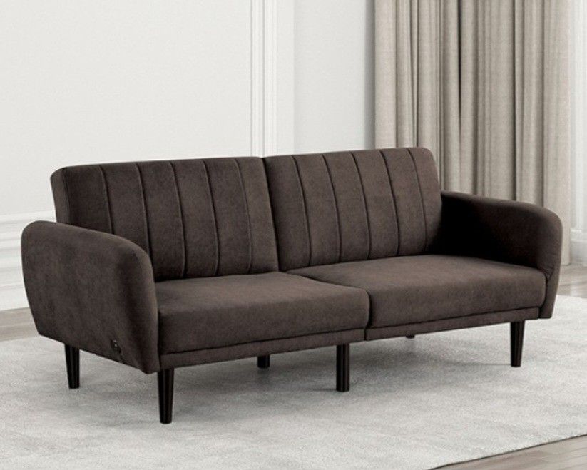 Brand New Dark Grey Futon Sofa Sleeper