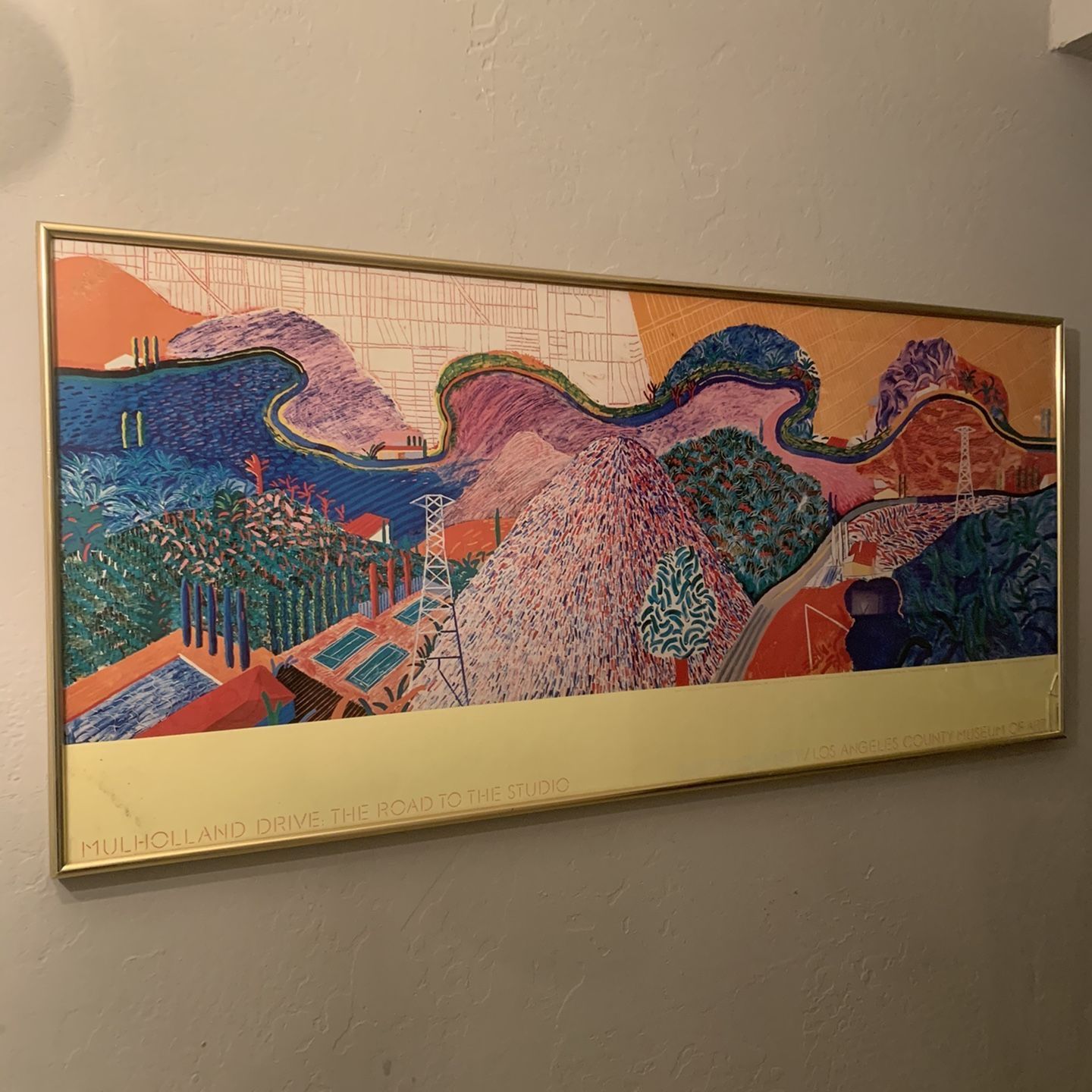 RARE 1980 DAVID HOCKNEY ORIGINAL COLLOTYPE PRINT LACMA POSTER "MULHOLLAND DRIVE"