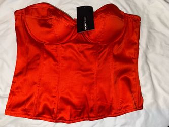 Fashion Nova Red Satin Corset Top
