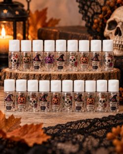 Spooky Themed Plastic Bottles with removable caps 20pc