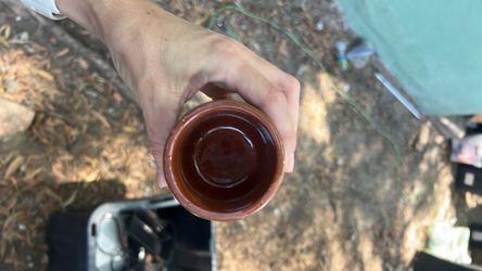 Small Olive Green Glazed Ceramic Cup