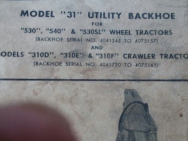 Case Backhoe Model31 Manual