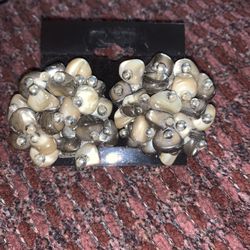 Vintage Stone Beaded Clip Earrings 1950’s