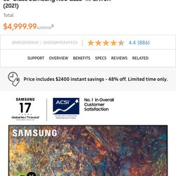 Samsung QN90AA 85 TV 85’ Inch 2021 Model