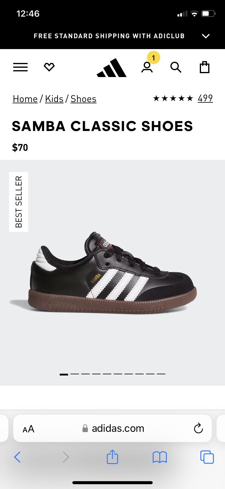 Boys Classic Adidas Samba Shoe Size 4.5 Y