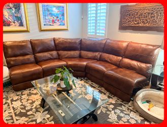 Brown Full REAL Leather Power Reclining Sectional Sofa Couch Couch Loveseat
